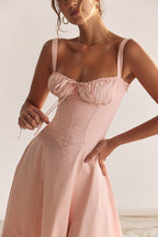Carmen | Ruched Bodice with High Slit Midi Dress