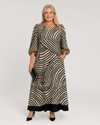 Vimera | Abstract Wave Print Casual Pocket Midi Dress