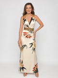 Loimen | Floral Print Sleeveless V Neck Midi Dress