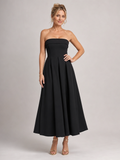 Elove | Strapless Structured Bodice Midi Dress