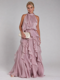 Melisande | Halter Neck Ruffle Tiered Maxi Dress
