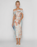 Imore | Soft Floral Off Shoulder Fitted Midi Dress