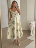 Lynn | Soft Corset Style Structured Bodice Midi Dress