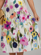Flory | Floral Print Sleeveless Round Neck Midi Dress