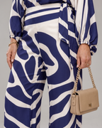 Sulaya | Abstract Print Off Shoulder Top And Wide Leg Pants Set