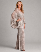 Esmoria | Snake Print Draped Blouse And Wide Leg Pants Set