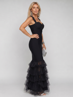 Muget | Sleeveless Tiered Tulle Hem Maxi Dress