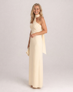 Fijem | Watercolor Floral One Shoulder Halter Maxi Dress