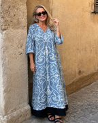 Lumera | Vintage Scroll Print Soft Drape Midi Dress