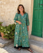 Siseman | Botanical Vine Print Relaxed Pocket Midi Dress