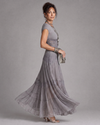 Virelune | Draped Crop Top And Pleated Maxi Skirt Set