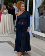Nythera | One Shoulder Fitted Top And Pleated Maxi Skirt Set
