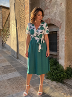 Admen | Floral Tie Waist Midi Dress
