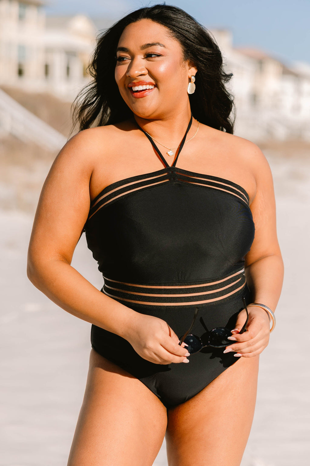 Waves Crashing Swimsuit, Black