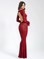 Lariza | Animal Print Semi-Sheer Sculpted Print Mesh Maxi