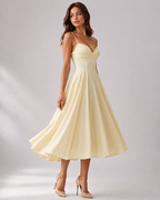 Delali | Pima Cotton Gathered Bust Midi Dress