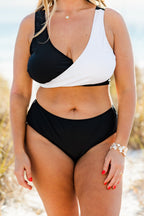 Catch Flights Swim Top, Black/White