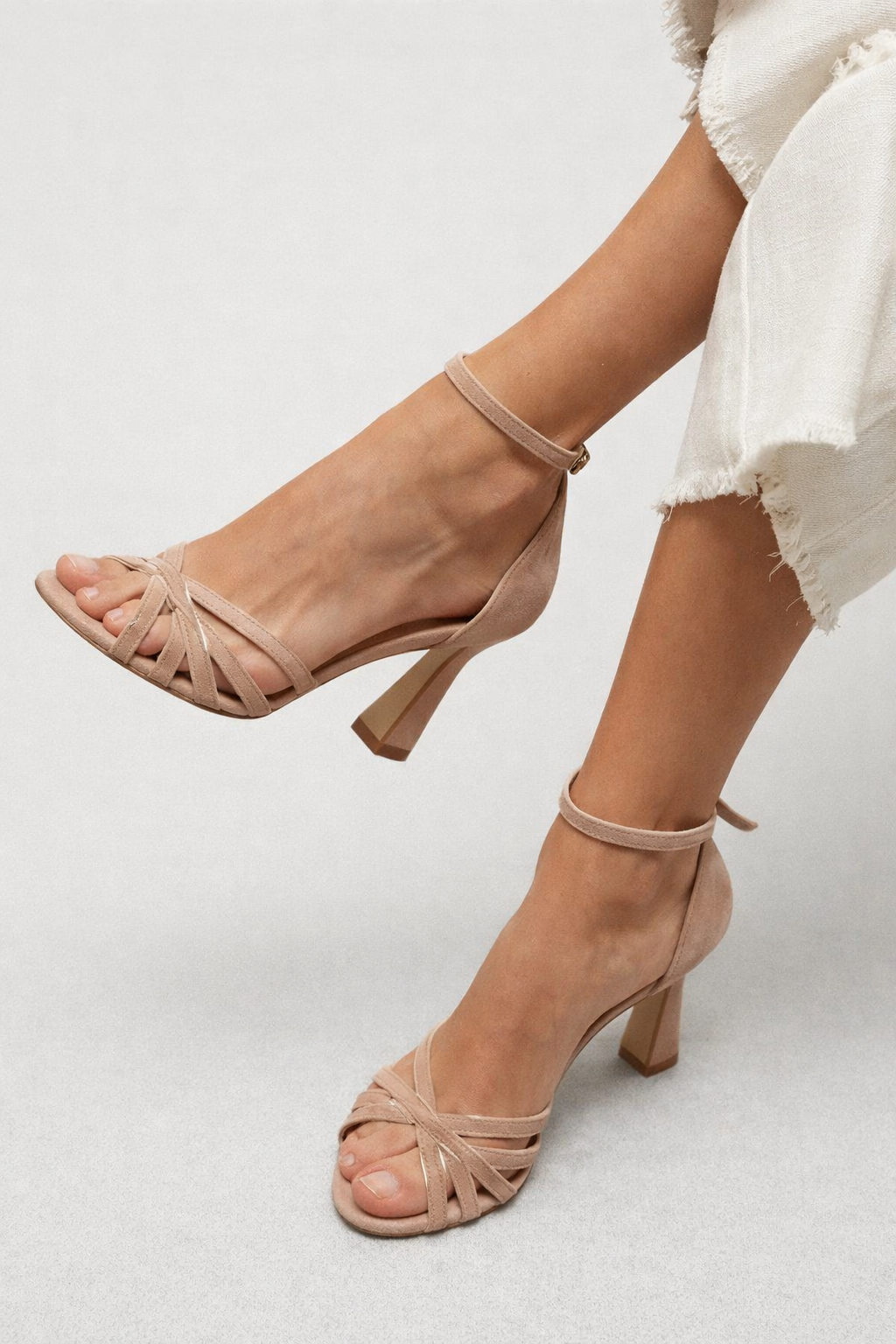 Marona | Patchwork Round Toe Sandals with Slim Heel