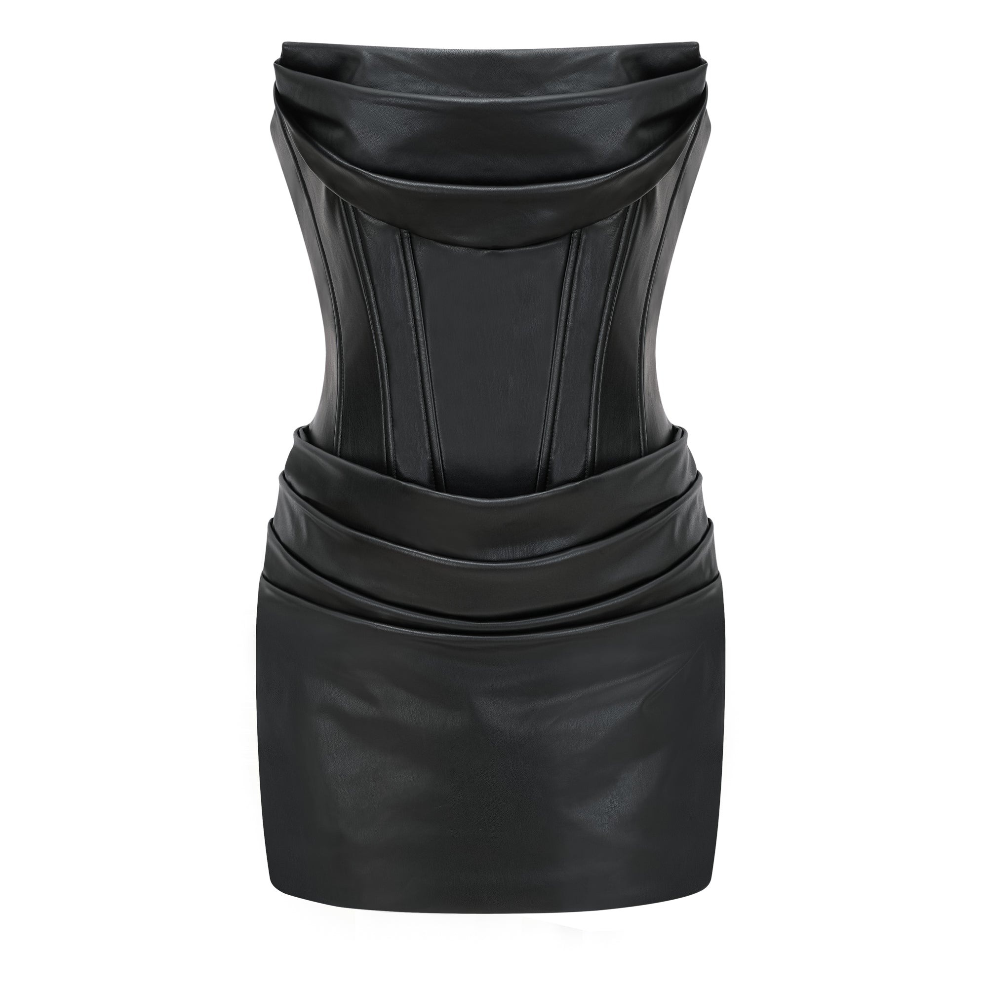 Agnes | Textured Faux Leather Off-the-Shoulder Mini Dress