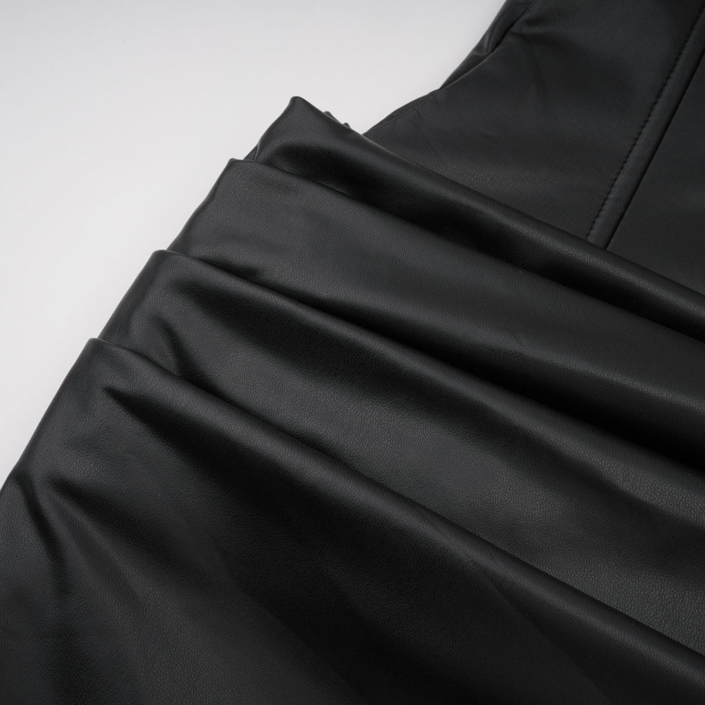 Agnes | Textured Faux Leather Off-the-Shoulder Mini Dress
