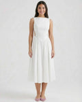 Halle | White Open-Back A-Line Midi Dress Wedding & Summer Party Gown