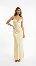 Lumière |Timeless Silk-Finish Lumière Luminous Slip Maxi Dress