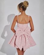 Victoria | Dazzling Sequin Square Neck Bow Mini Dress
