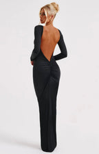 Vivienne | Sculpting Long Sleeve High Neck Open Back Maxi Dress