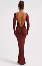 Vivienne | Sculpting Long Sleeve High Neck Open Back Maxi Dress