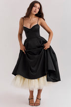 Daisy | Structured Bodice Luxurious Satin Corset Midi Dress