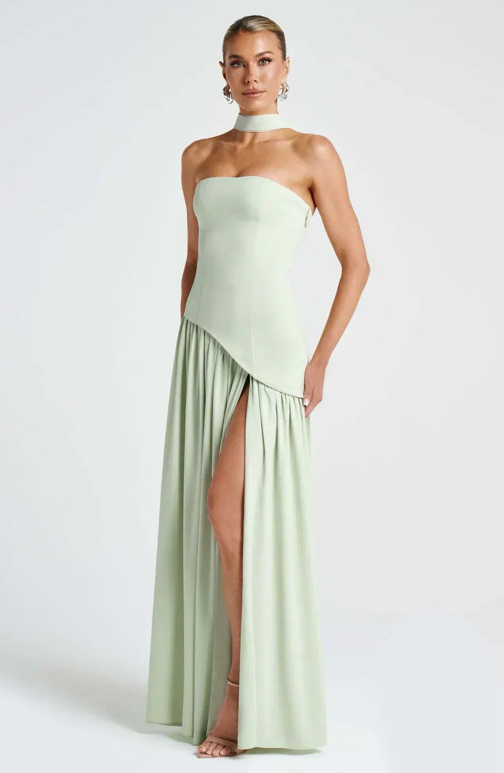 Donna | Asymmetrical Strapless Sculpted Maxi Dress
