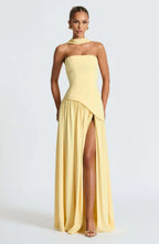 Donna | Asymmetrical Strapless Sculpted Maxi Dress