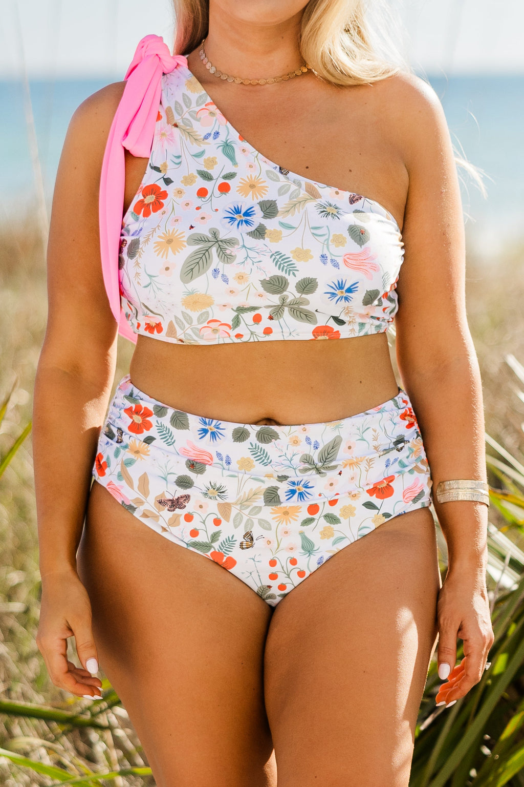 Island Allure Swim Bottom, Blue Floral