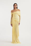 Helena | Off-The-Shoulder Mesh Drape Maxi Dress