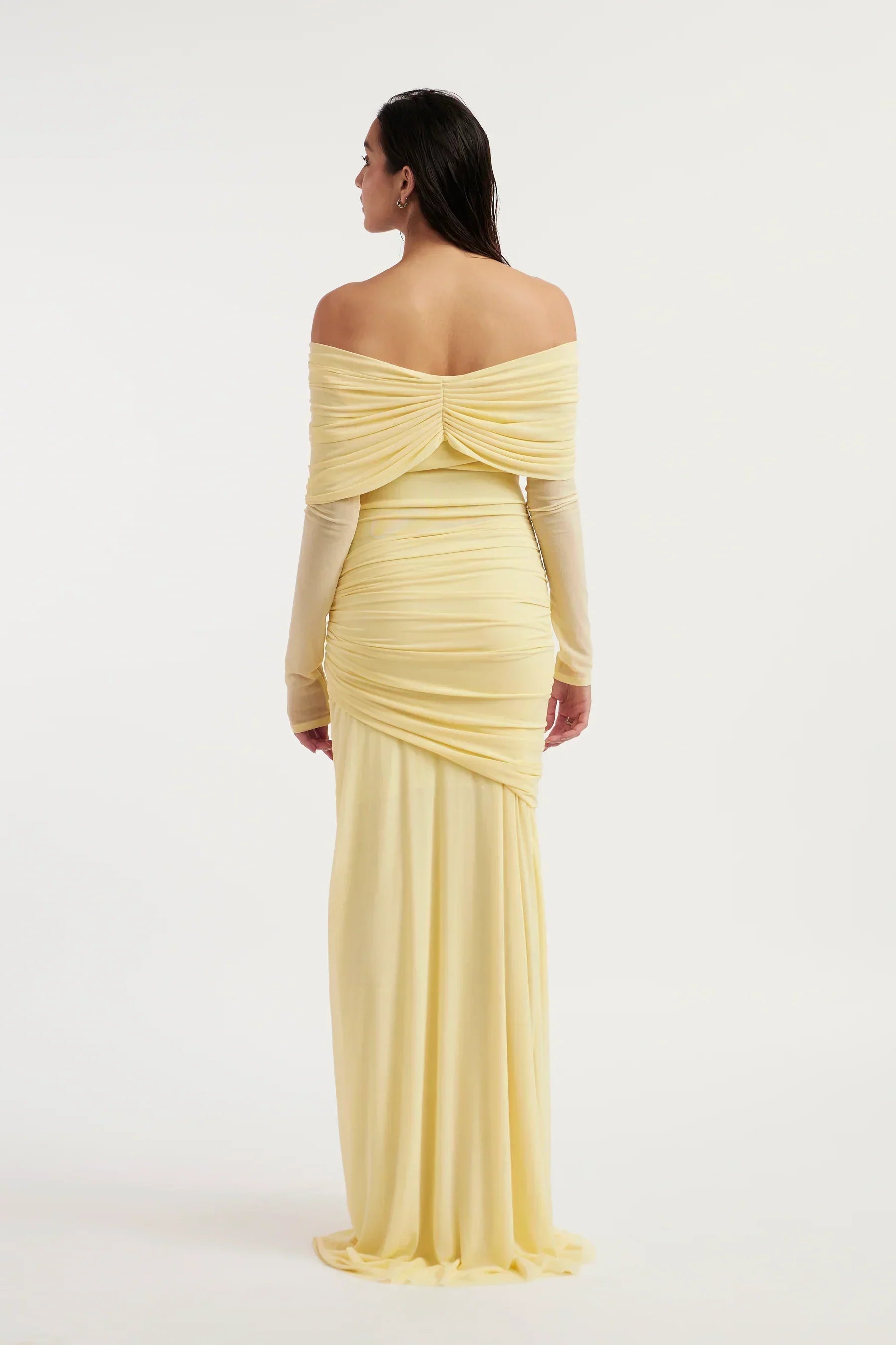 Helena | Off-The-Shoulder Mesh Drape Maxi Dress