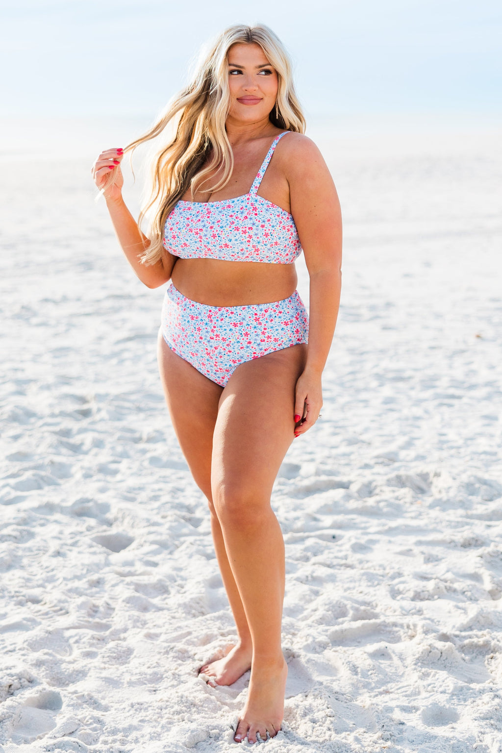Lakeside Lover Swim Top, White Floral