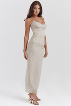 Larissa Women’s Maxi Dress | Draped Festive Gown & Stylish Workwear