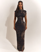 Sandra | Leopard Print High Neck Maxi Dress