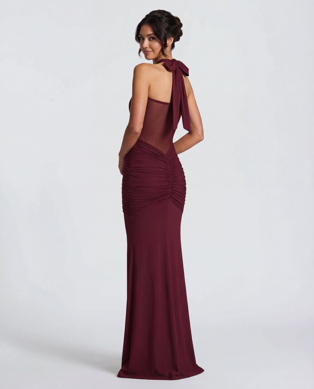 Rosabella |  Radiant Yellow Halter Neck Ruched Maxi Dress