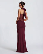 Rosabella |  Radiant Yellow Halter Neck Ruched Maxi Dress
