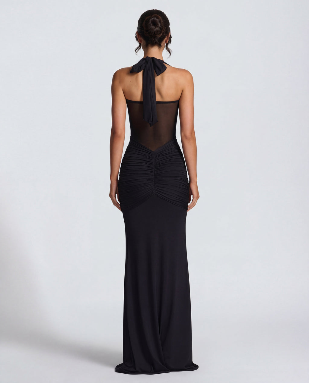 Rosabella |  Radiant Yellow Halter Neck Ruched Maxi Dress