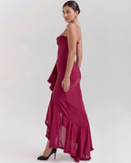 Mona | Cascading Ruffle Sweetheart Ruched Maxi Dress