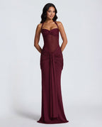 Rosabella |  Radiant Yellow Halter Neck Ruched Maxi Dress
