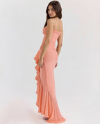 Mona | Cascading Ruffle Sweetheart Ruched Maxi Dress