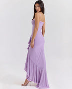 Mona | Cascading Ruffle Sweetheart Ruched Maxi Dress