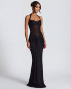 Valentina | Twisted Bust Sheer Mesh Maxi Dress