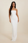 Darlene | White Sculpted Strapless Maxi Dress