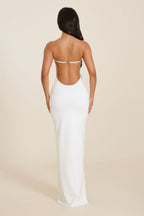 Darlene | White Sculpted Strapless Maxi Dress