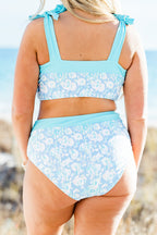 Pool Days Top, Blue Floral