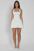Holly | Structured Pleated Halterneck Corset Mini Dress